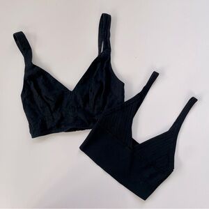 Abercrombie & Fitch ZARA Black Bralettes LOT OF TWO Linen Stretchy Size XS/S